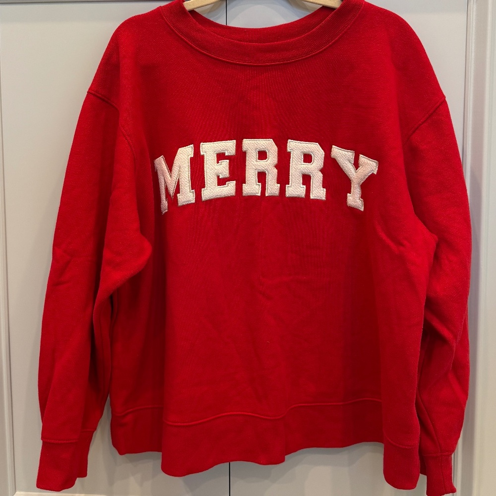 Universal Threads (Target) "MERRY" Chenille Patch sweatshirt